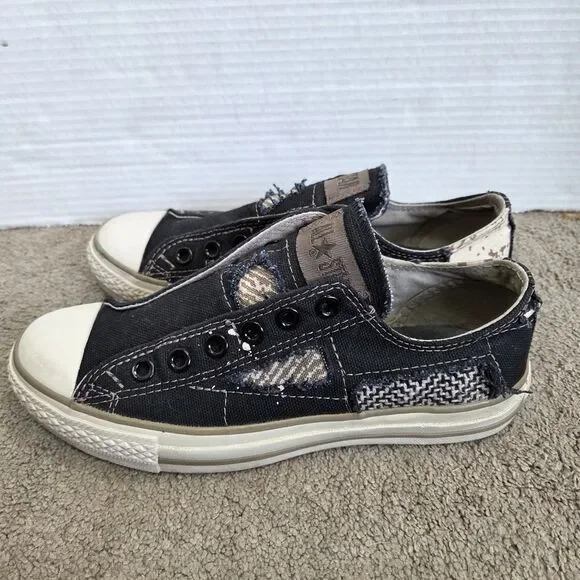 Converse Chuck Taylor All Star Patchwork Slip On Black/ Gray/ Tan Y2K Wos Size 7 - Picture 3 of 10
